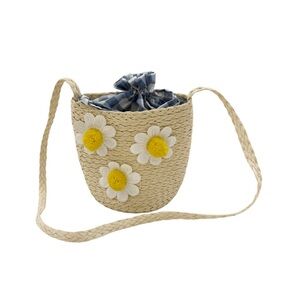 Isaac Mizrahi Girls Straw Crossbody Bag with Daisy Accents